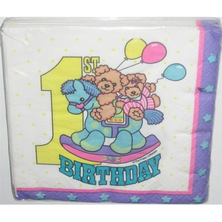 - Baby's First Birthday Napkin Pack - Rocking Horse & Bears (The Fraser Collection) - 16 Napkins