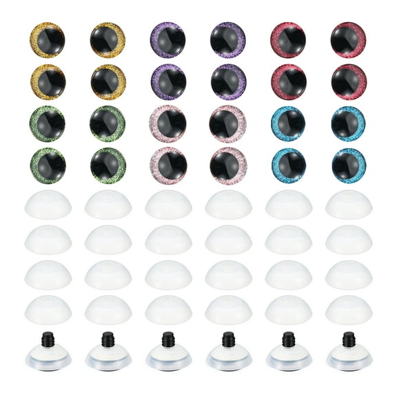Uxcell 25mm Flash Safety Eyes, 24 Pcs Doll Eyes Realistic Colorful Crocheting Safety Eyes for Decor Crochet Accessories Dolls Craft, Mixed Colors