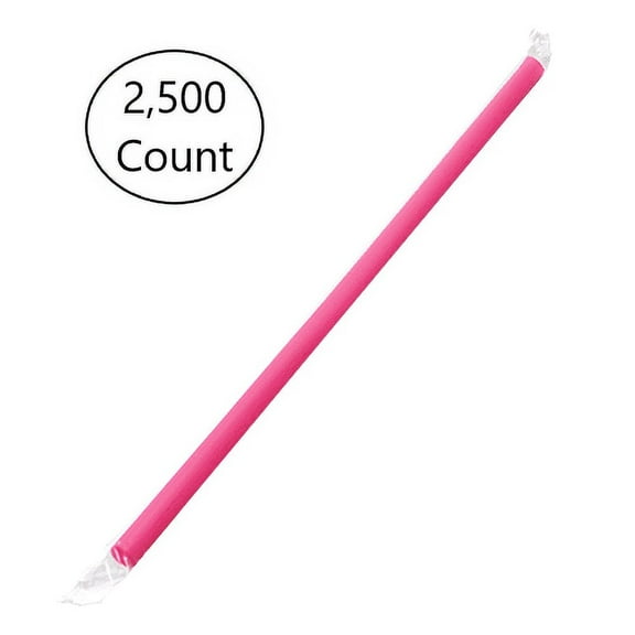 Lollicup C9075 9" Giant Wrapped Pink Straw | 2500 per Case
