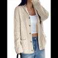 thumbnail image 3 of Cárdigan de Punto Grueso de Gran Tamaño para Mujer, Suéter de Larga con Abertura Frontal, Ropa de Abrigo para Otoño e Invierno Albaricoque XL, 3 of 8