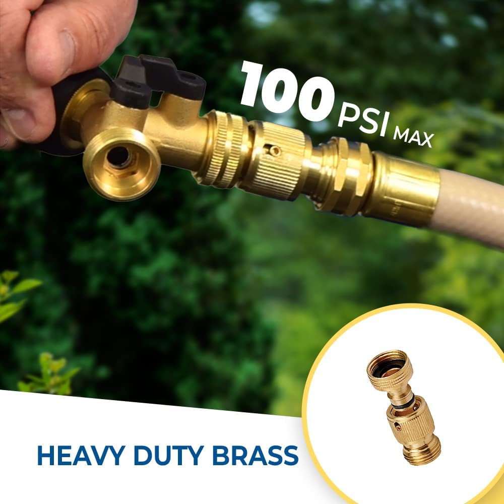 HRTGFD-Quick Connect Solid Brass Connector 3/4-inch M/F GHT for Garden Water Hose, Fittings, Attachment, Parts, A-QC075