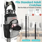 Crutch Bag Pouch, Water-Resistant Premium Zipper Pouch for Crutches, Lightweight Crutches Pouch Storage Tote for Adults Men, Women and Kids(Gray)