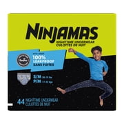 Ninjamas Boys Bedwetting Nighttime Underwear, Size S/M (37-90 lbs), 44 Count (Select for More Options)