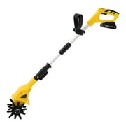 Electric Cordless Tiller Cultivator, Extendable Pole, 20V 250RPM, Rechargeable, 3.9in Rototiller for Garden