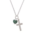 thumbnail image 2 of Delight Jewelry Silvertone Green Crystal Sparkle Spinner Everlasting Love Engraved Cross Zoey Necklace, 28", 2 of 4