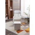 thumbnail image 3 of Swivel Rocking Chair with Ottoman Storage, Accent Leisure Chair Leisure Chair with Folding or Storage Ottoman Footrest, Comfy Sofa Armchair with Side Pocket for Living Room, Bedroom, White Teddy, 3 of 7