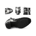 thumbnail image 2 of BLISSFUL STEP Women's Ankle Boots Plaid Combat Chunky Heel Lace-Up Platform High Heel Buckle Boots Black 7, 2 of 6