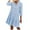 Blue, variant on Ayolanni Blue Womens Party Dresses Cotton V-Neck Knee-Length Solid Long Sleeve Shirt Dresses Girls Holiday Dresses L