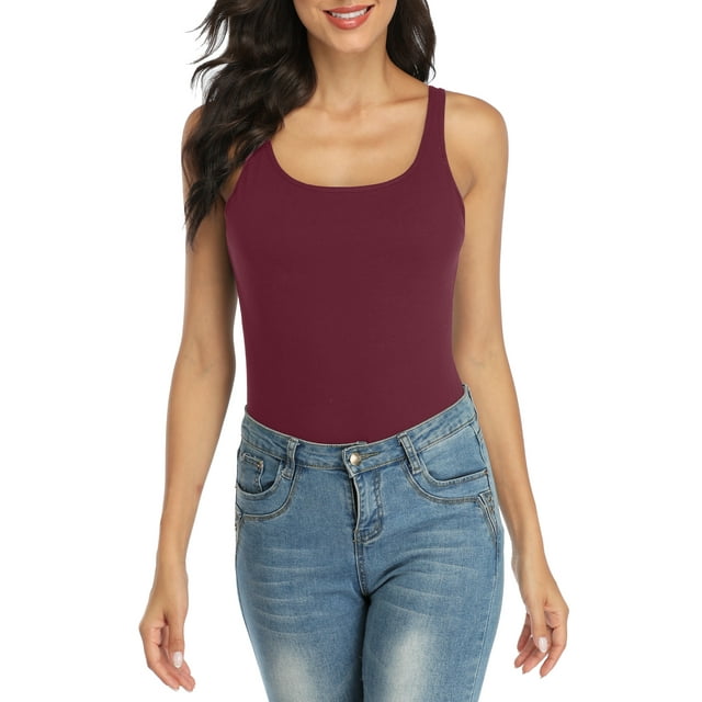 Débardeur pour Femme avec Soutien-Gorge Intégré, Camisole à Larges Bretelles Ajustables, Tricot de Coton
