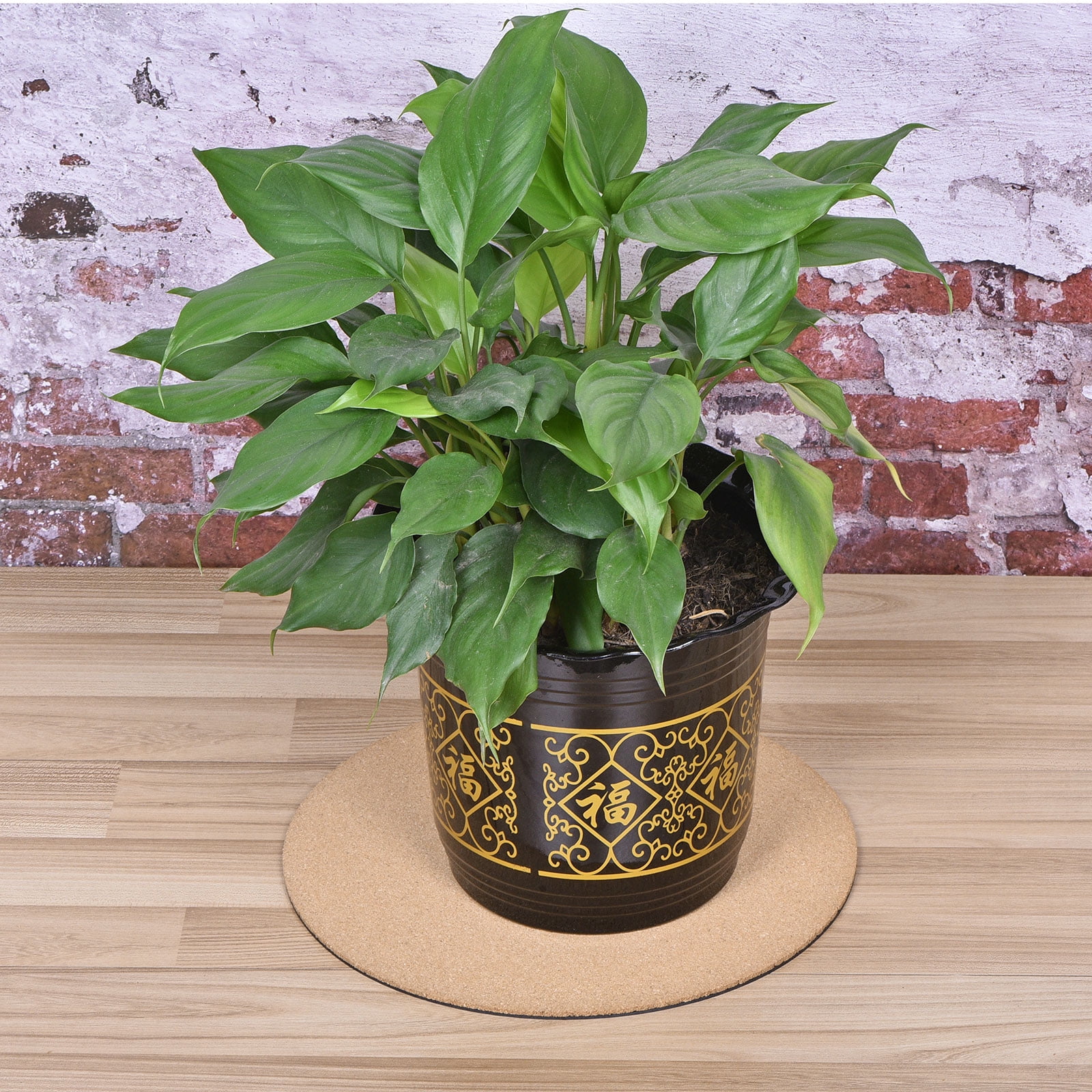 Unique Bargains Round Plant Saucers Plastic Cork Plant Mat for Home Garden Yellow 12"