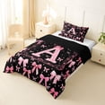 thumbnail image 2 of Manfei Black Pink Bownot Twin Comforter Sets,Girls Personalized Letter A Bedding Set,Black Reversible,2 Pieces,1 Comforter and 1 Pillowcase, 2 of 7