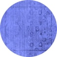 thumbnail image 1 of Ahgly Company Machine Washable Indoor Round Oriental Blue Industrial Area Rugs, 4' Round, 1 of 4