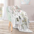 thumbnail image 2 of Hermosa manta de peonía con flores exóticas para sofá de 50 x 60 pulgadas, manta personalizada suave y acogedora con diseño de pájaro, garza y grulla, mantas de franela ligeras y cálidas y difusas, 2 of 7