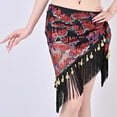 thumbnail image 4 of Xfvqtps Woman Sequin Dance Skirt Tassel Triangular Belt Belly Dancing Waist Towel Waist Chain Hip Towel Performance Skirt Red, 4 of 7
