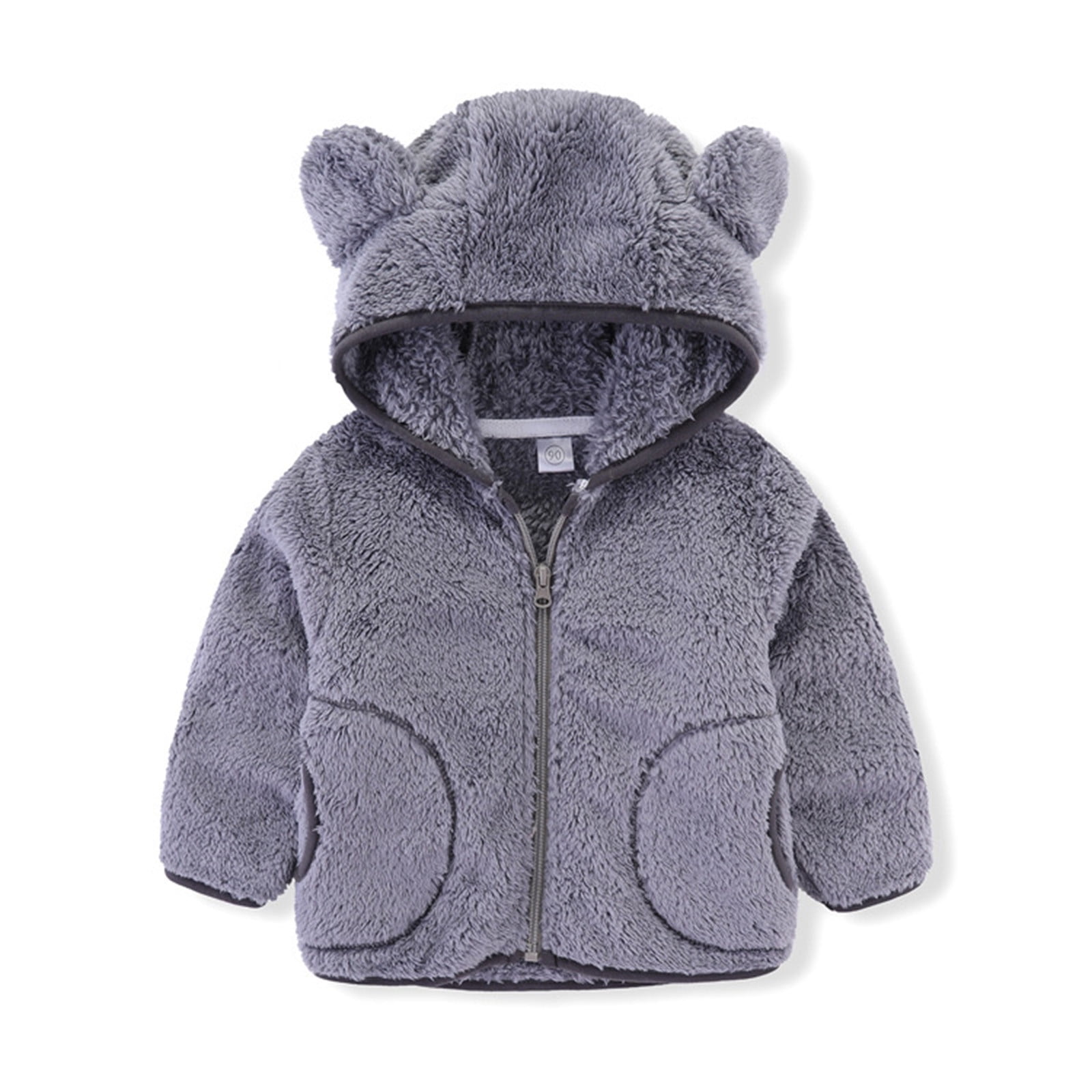 OCEAN-STORE Toddler Baby Girls Boys 18 Months-7T Long Sleeve Solid Hoodie Tops Fluffy Outfits Clothes