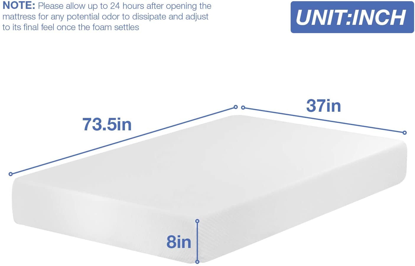 FDW Twin Mattress, 8 inch Gel Memory Foam Mattress Queen Size for Cool Sleep & Pressure Relief, Medium Firm Mattresses CertiPUR-US Certified / Bed-in-a-Box / Pressure Relieving,Twin Size