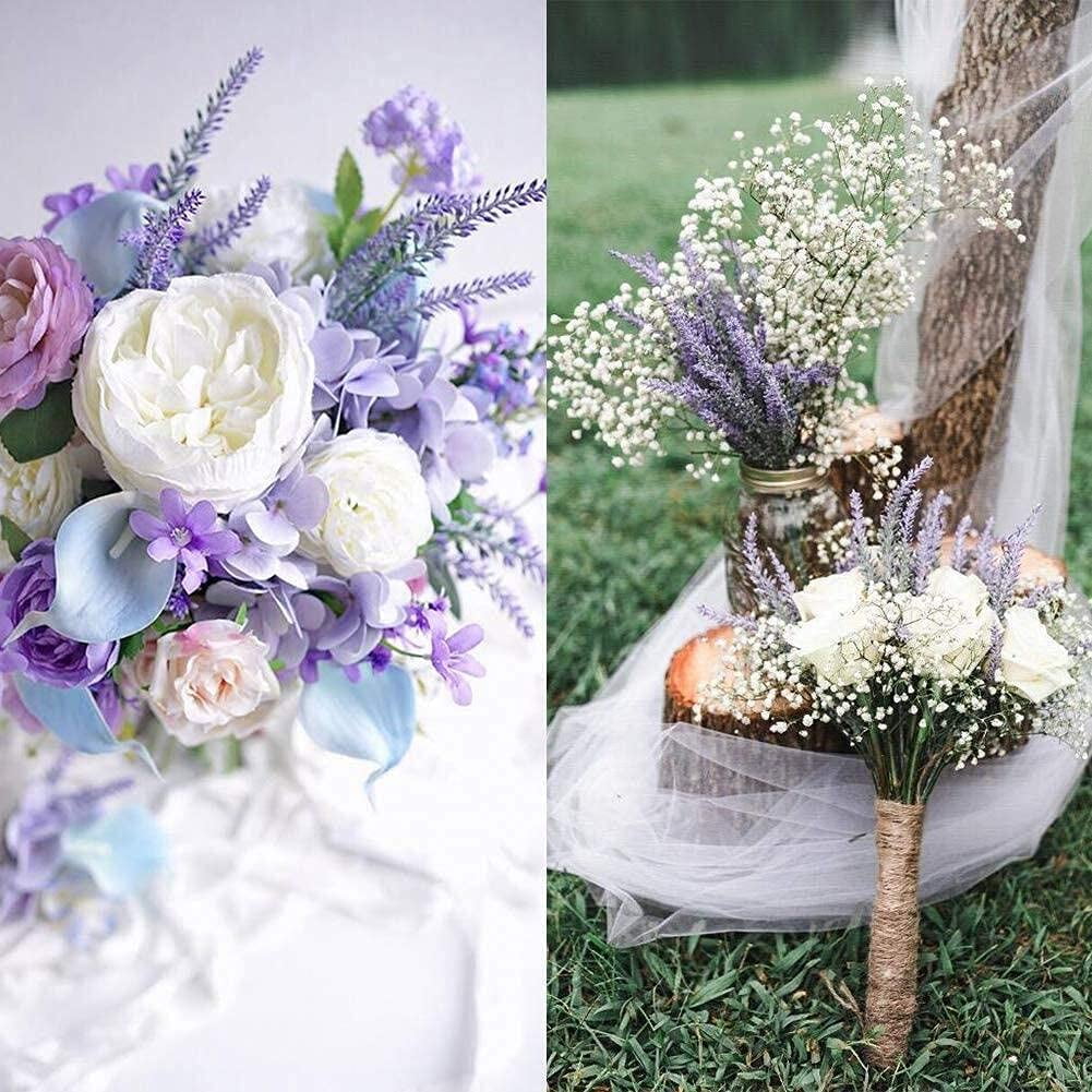 TENCHY Artificial Lavender Fake Flowers, 6 Bundles White Lifelike Faux Foliage Plants Shrubs for Wedding Bouquets, Outside Hanging Planter, Farmhouse Indoor Outdoor Patio Home Decor
