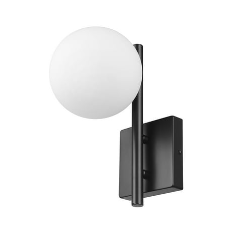 

Better Homes & Gardens 1-Light Wall Sconce Matte Black Finish Frosted Opal Glass Shade