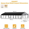 thumbnail image 2 of 20x40 Heavy Duty Metal Carport with Galvanized Steel Roof, Extra Tall All-Weather RV Shelter, Upgraded Base Metal Garage for Cars, Boats, Tractors & Vehicles, 2 of 8