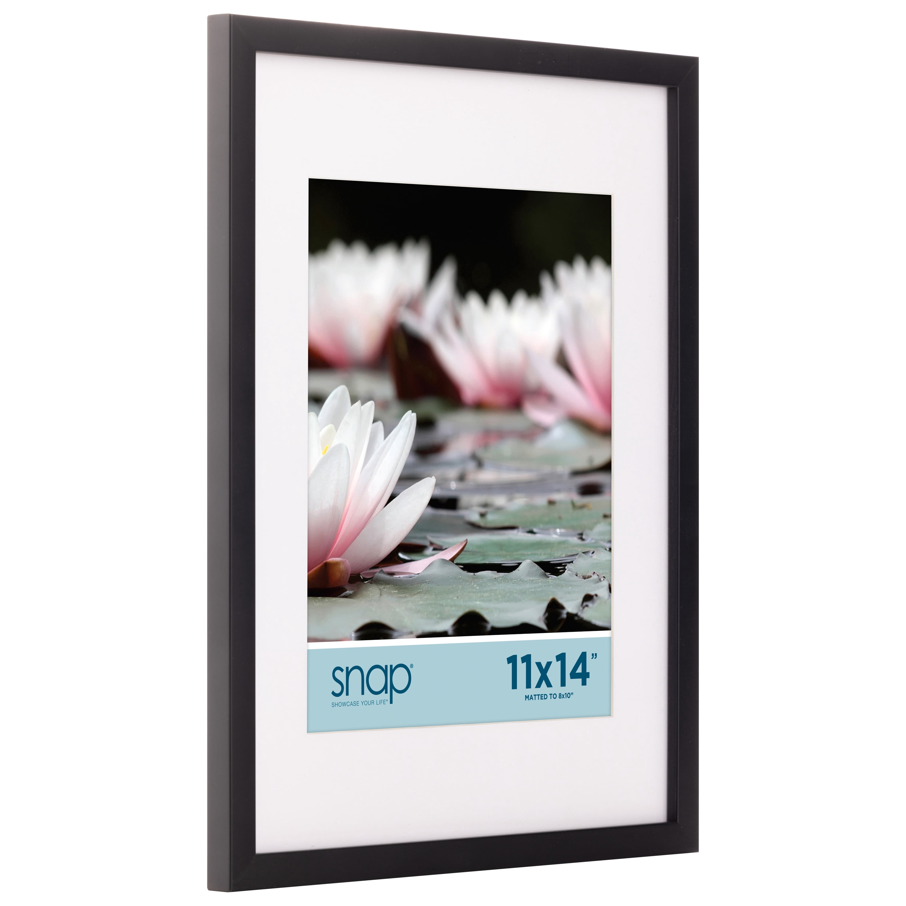 Snap 11"x14" Black Wall Picture Frame with Single White Mat for 8"x10" Image