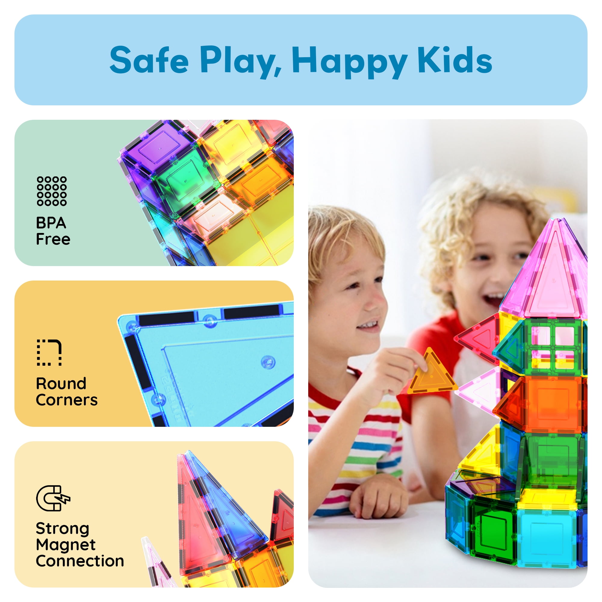 PicassoTiles Magnetic Tiles for Kids with Tote Bag – 101PCS STEM Building Blocks Set, Educational Construction Toy, Creative Learning Magnet Kit