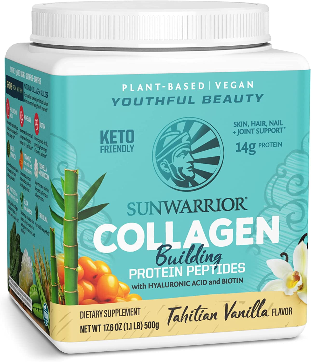 Collagen Peptides Powder - Sunwarrior Collagen Mix with Biotin and Vitamin  C - Hyaluronic Acid Collagen Protein Powder Supplement for Hair, Skin &  Nails - 20 Servings 