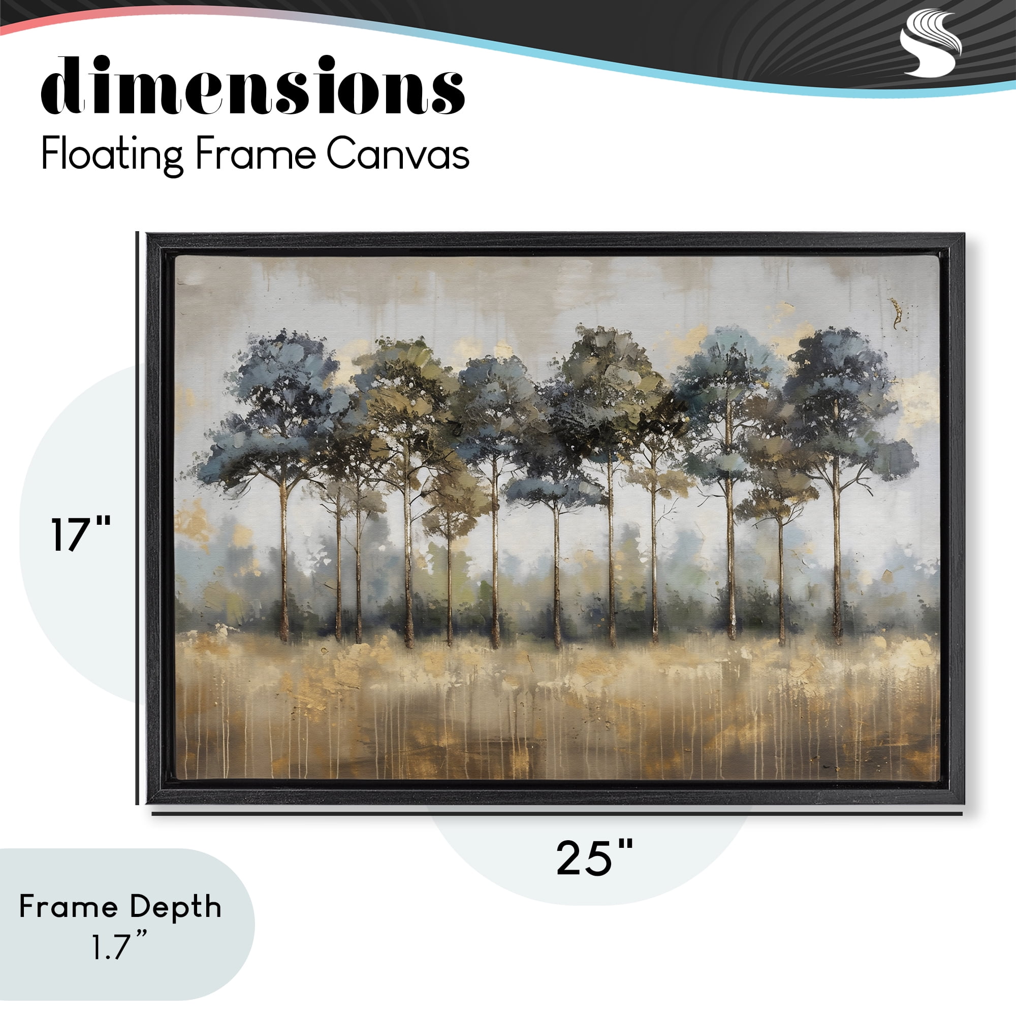 Stupell Industries Green & Blue Forest Grove Black Framed Floater Canvas Wall Art, design by Creative Studio