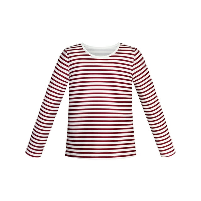Girls Tee Red Wine Stripe T-shirt 4-5 Years