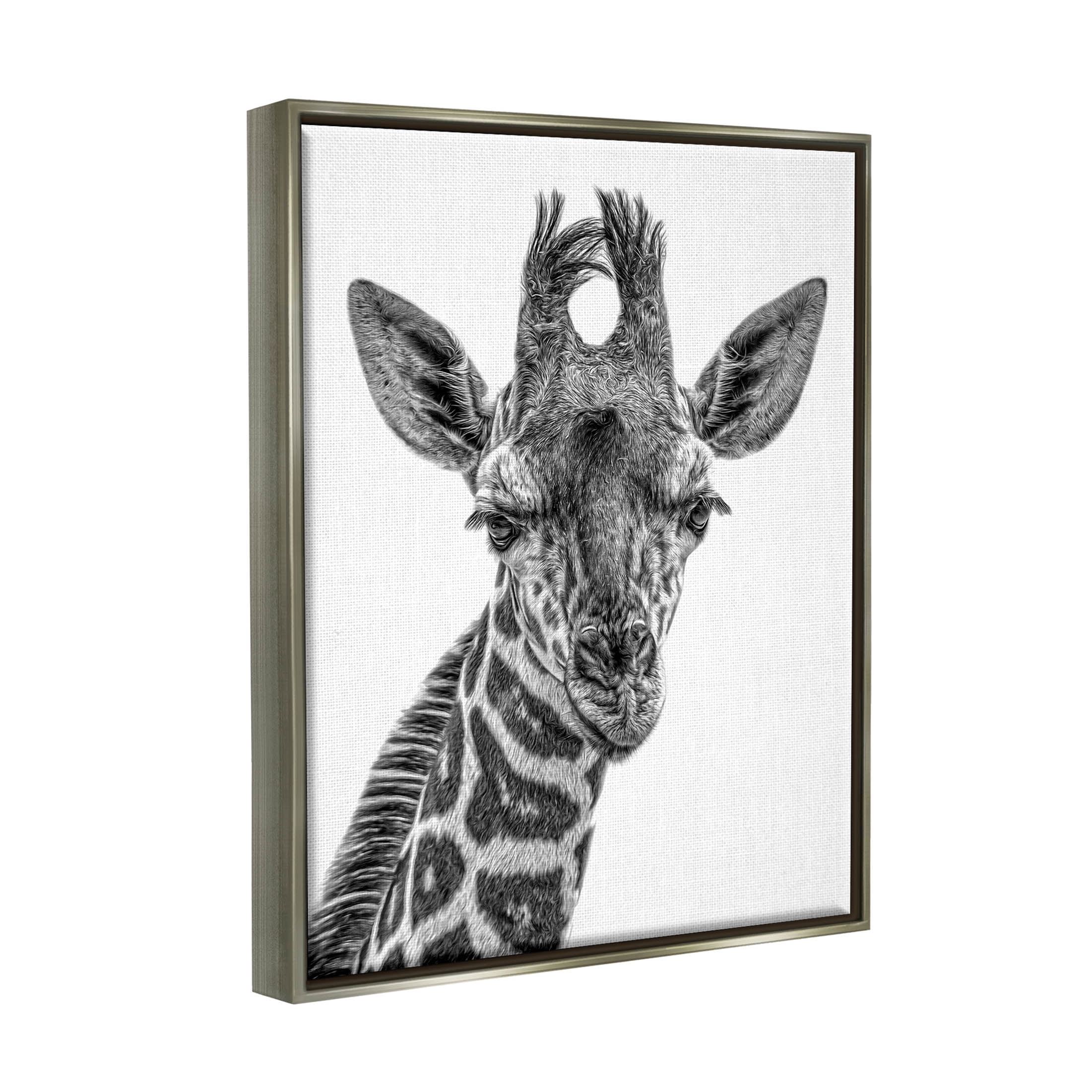 Stupell Industries Giraffe Gazing Wildlife Portrait Photograph Luster Gray Floating Framed Canvas Print Wall Art, Design by Kelley Parker