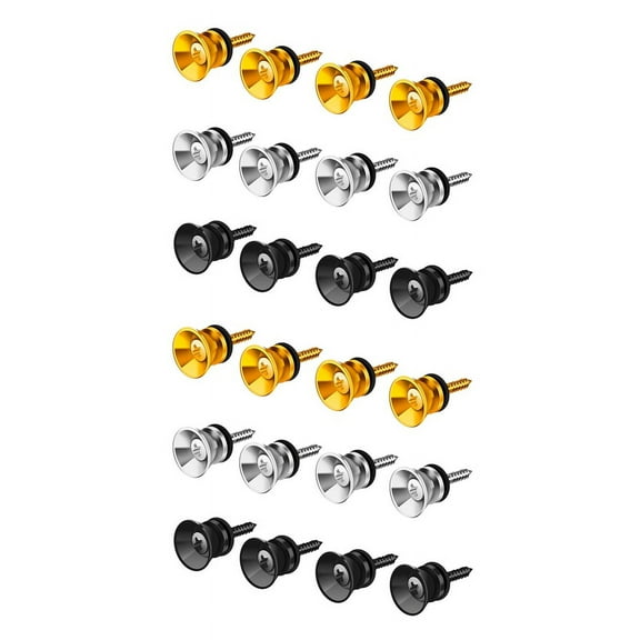 24Pcs Guitar Strap Buttons Lock Pins Metal for Acoustic Guitar, Electric Bass, Ukulele