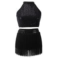 thumbnail image 2 of Women and Girls Sleeveless Crop Tops with Tassel Skirt Set for Latin Jazz Ballet Dancewear, 2 of 11