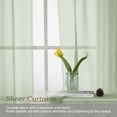 thumbnail image 2 of Patin Light Green Sheer Curtains 36 Inch Length 2 Pcs, Solid Color Rustic Voile Airy Short Kitchen Curtain, Light Filtering Drapes Rod Pockets for Cafe Bedroom Basement, Each Panel 42" W x 36" L, 2 of 9