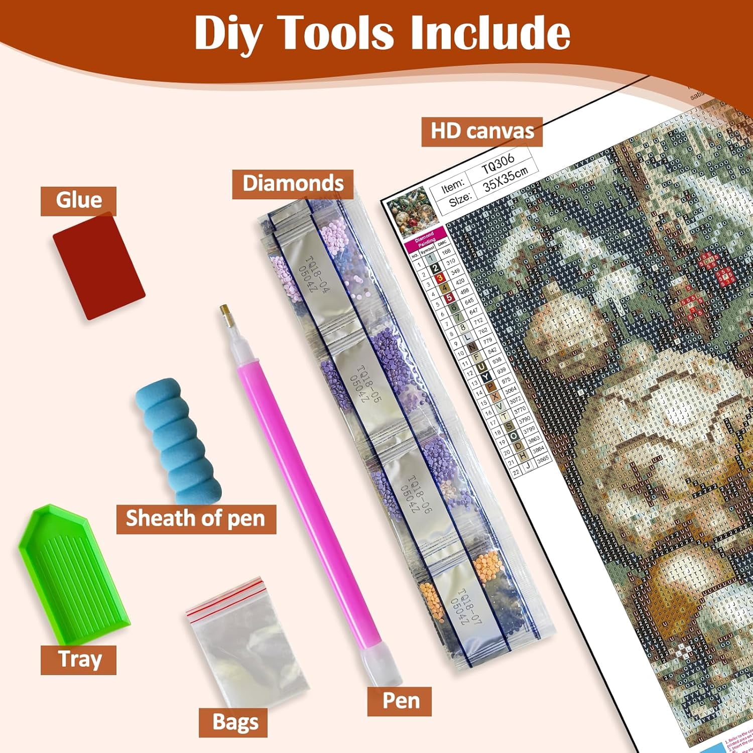 Adult Christmas Baubles & Candles Diamond Painting Kit — Beginner-Friendly Winter DIY Set — 5D Full-Drill Gem Dot Art Kit — Home Wall Decor (40 x 40 cm, Unframed)