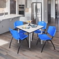 thumbnail image 2 of Regency Kahlo 42 in. Square Breakroom Table- Maple Top, Chrome Base & 4 M Stack Chairs- Blue, 2 of 8