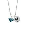 thumbnail image 1 of Delight Jewelry Silvertone Hot Blue Cheetah Print Heart Silvertone Script Initial Disc - Y - Charm Necklace, 20"+3", 1 of 4