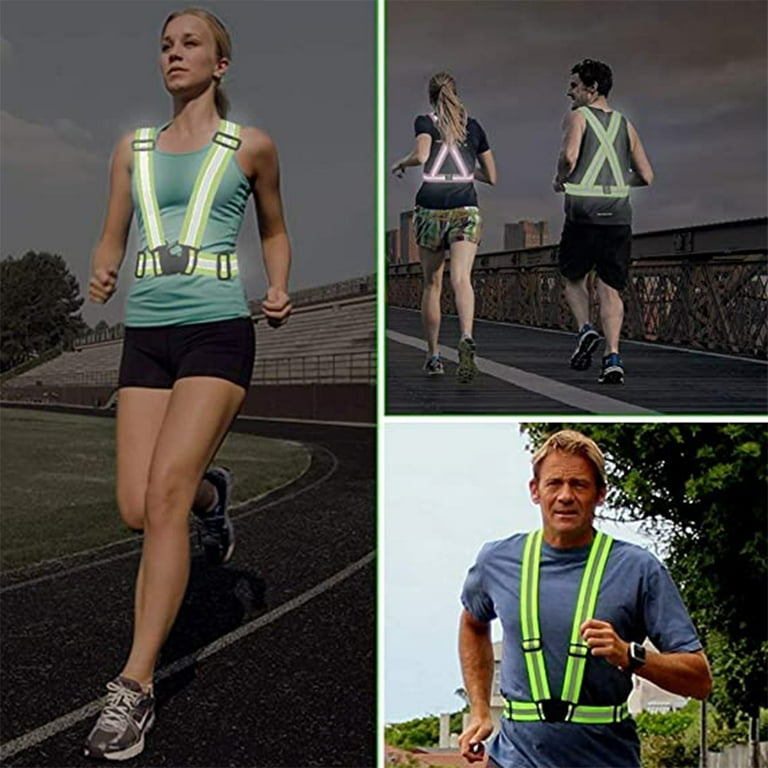 Reflective Vest Running Gear 2Pack, High Visibility Adjustable Safety Ves  for Night Cycling,Hiking, Jogging,Dog Walking 