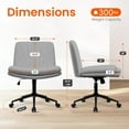 thumbnail image 2 of PRZL Criss Cross Chair with Wheels Comfy Wide Vanity Desk Chair Dual Base Leather Armless Adjustable Swivel for Home Computer Task (Gray), 2 of 13