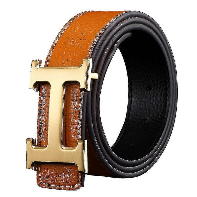New Style Business Leisure Genuine PU Leather H Smooth Buckle Litchi Grain Belt For Men (FMY)