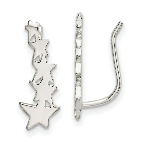 Primal Silver Sterling Silver Star Ear Climber Earrings