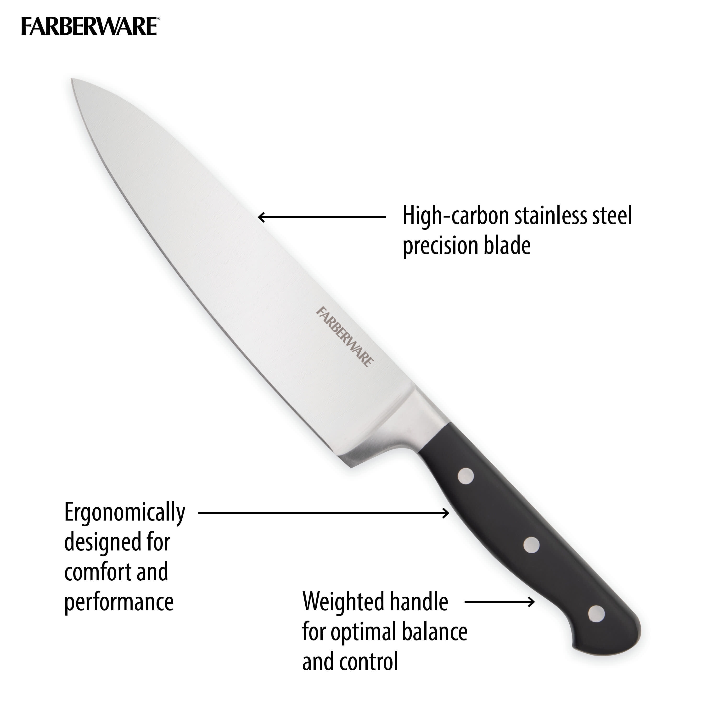 Farberware 14-Piece Forged Triple Rivet Knife Set with Built-in Edgekeeper Knife Sharpener