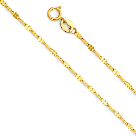 14k Yellow Gold 1.7mm Twisted Solid Mirror Chain Link Necklace 20" Jewelry Female Unisex