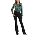 thumbnail image 2 of CHAQUETA DE TWEED DE MANGA LARGA CON CIERRE FRONTAL DE BOTONES Y CUELLO REDONDO PARA MUJERES INSPIRADA EN CHIC TALLA XL VERDE NEGRO, 2 of 6