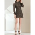 thumbnail image 6 of MODA NOVA Juniors Ruffle Crew Neck Long Sleeves Floral Lace Casual Mini Dress, 6 of 7