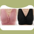 thumbnail image 4 of Fouhkni 2 Pack Plus Size Front Closure Bras Seniors Comfy Wireless Sleep Bras High Support Push up Bras, 4 of 4