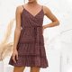 thumbnail image 4 of Moda mujer verano Casual plisado espalda descubierta cuello en V vendaje correa de espagueti estampado Floral camis vestido Fridja  hjkh6183, 4 of 9