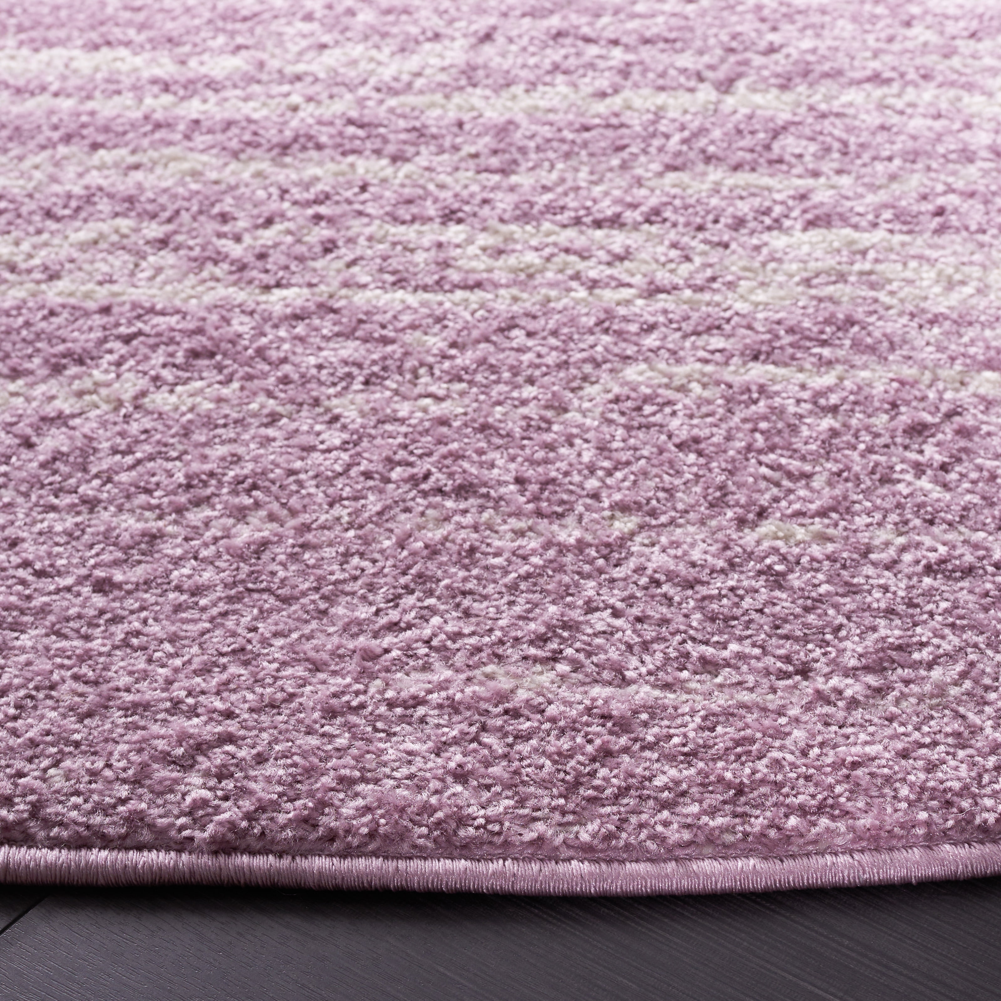 SAFAVIEH Adirondack Esmond Striped Area Rug, Cream/Purple, 4' x 4' Round - Modern Design, Cream & Purple, Ideal for Living Room, Bedroom, Dining Space