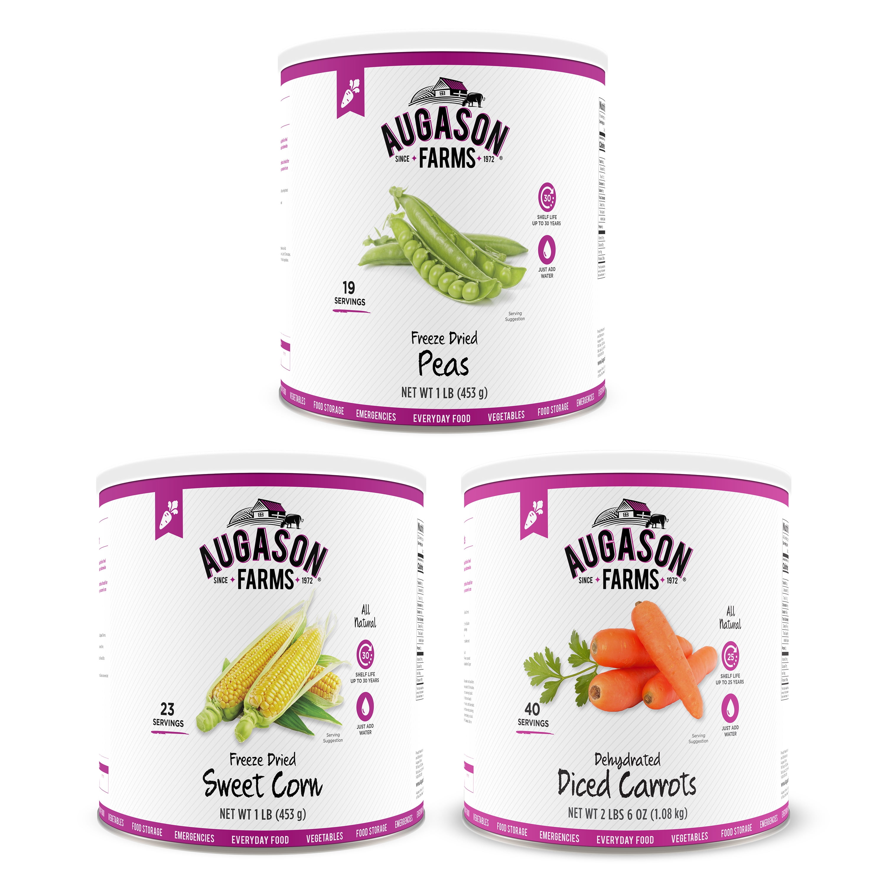 Augason Farms Vegetable Variety Kit 10 Can 3Pack