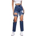 thumbnail image 1 of Women's Ripped Boyfriend Jeans Distressed Denim Ankle Length Jeans, 1 of 6