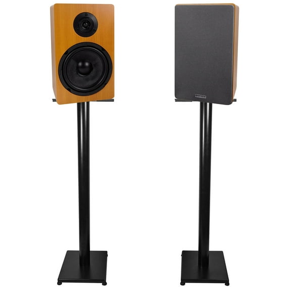 Pair Rockville RockShelf 64C Classic 6.5" Home Bookshelf Speakers w/37" Stands