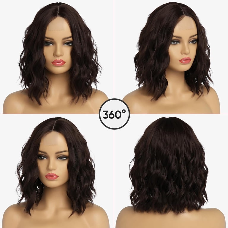 Dark Brown Wavy Wigs for Women 14 Inch Short Shoulder Length  display picture 2